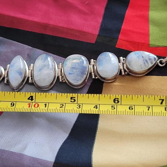 Rainbow Moonstone Sterling Silver Bracelet - Picture 1 of 3
